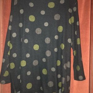 A long flared grey knit tunic